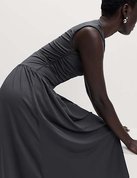 Jersey Dropped Waist Midi Dress