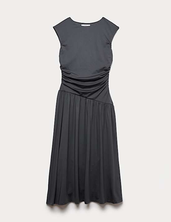 Jersey Dropped Waist Midi Dress