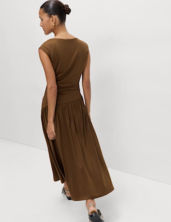 Jersey Dropped Waist Midi Dress