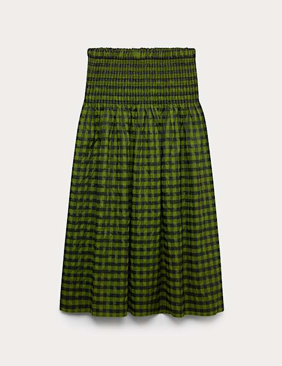 Gingham Midi A-Line Skirt