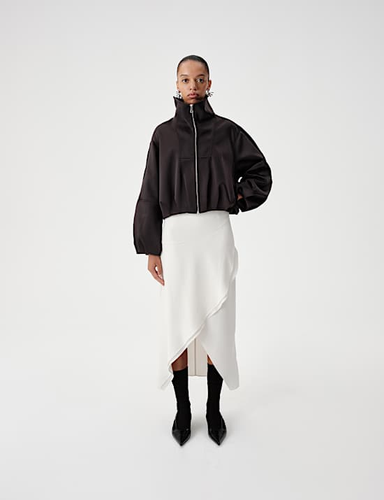 Draped Midi Asymmetric Skirt