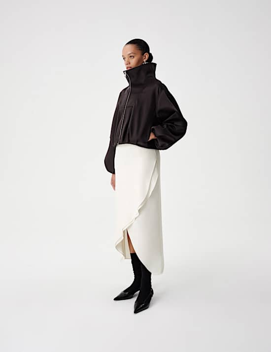 Draped Midi Asymmetric Skirt
