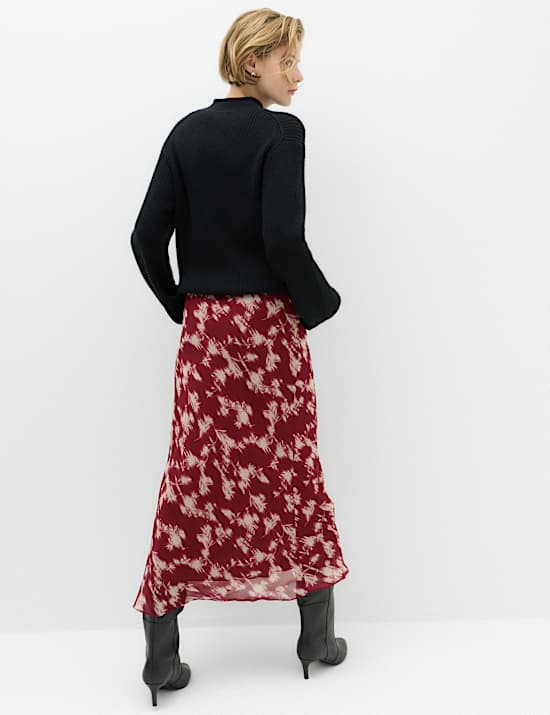 Chiffon Floral Midi Slip Skirt