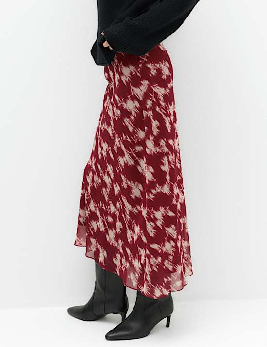 Chiffon Floral Midi Slip Skirt