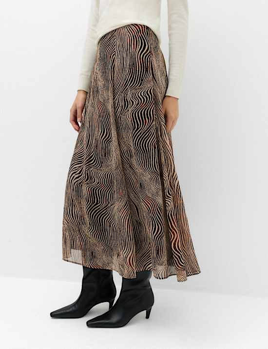 Animal Print Midi Circle Skirt