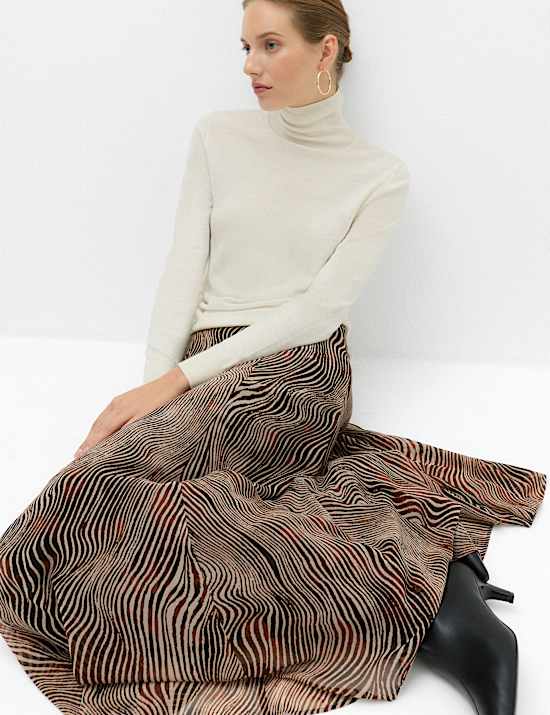 Animal Print Midi Circle Skirt
