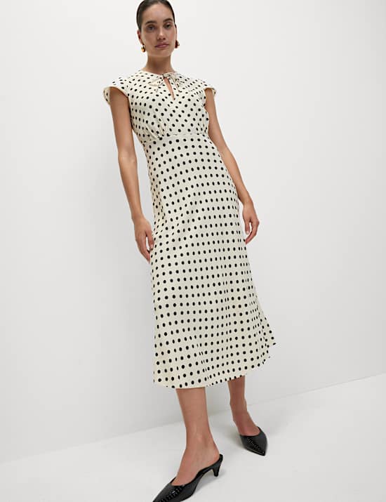 Floral Tie Neck Midaxi Tea Dress