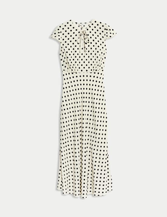 Floral Tie Neck Midaxi Tea Dress