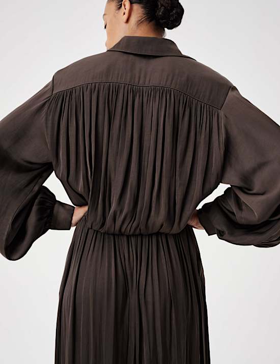 Pleated Satin Jumpsuit