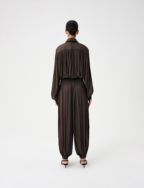 Pleated Satin Jumpsuit