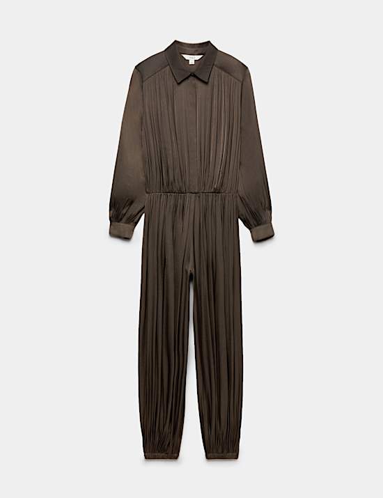 Pleated Satin Jumpsuit