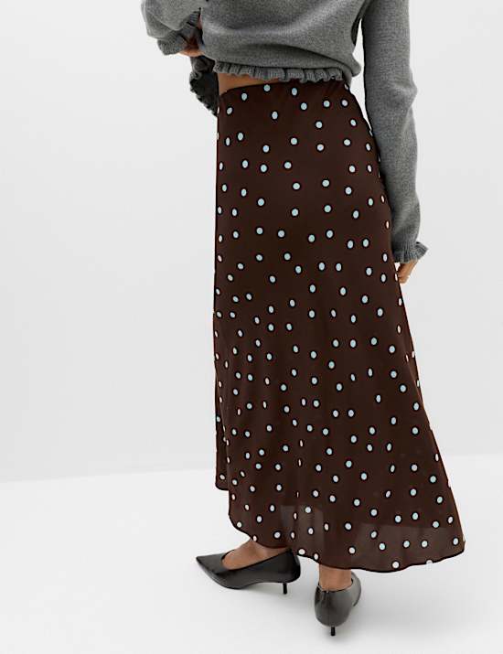 Polka Dot Maxi Slip Skirt