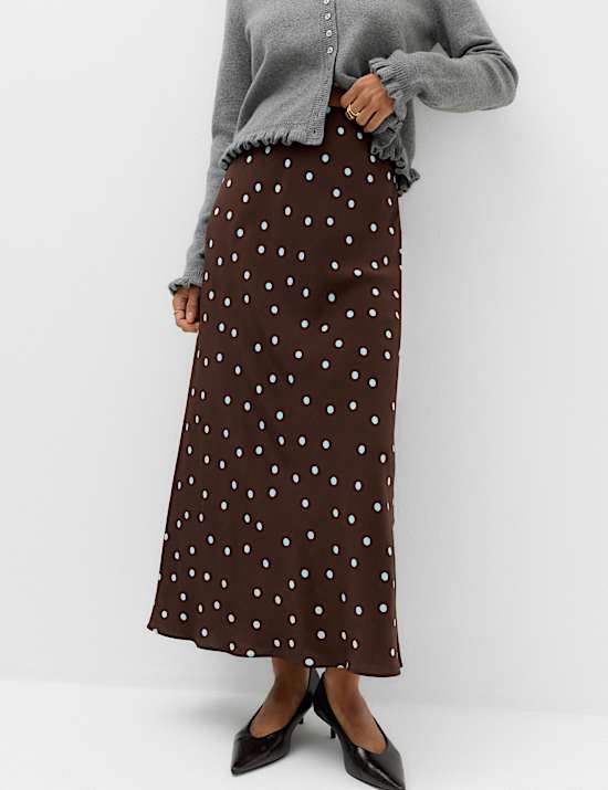 Polka Dot Maxi Slip Skirt