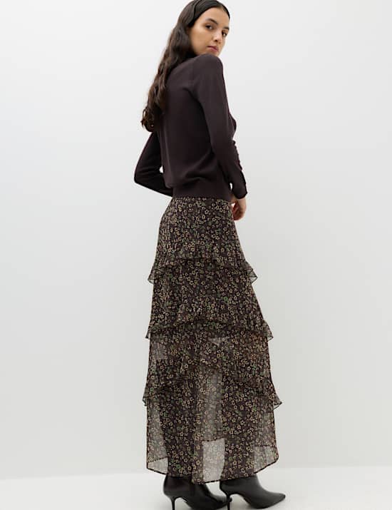 Floral Midi Tiered Skirt