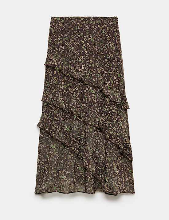 Floral Midi Tiered Skirt