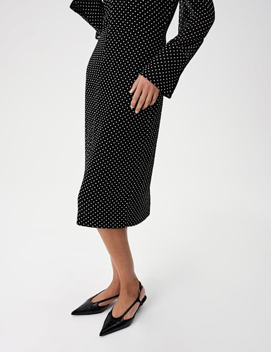 Polka Dot Funnel Neck Midi Shift Dress