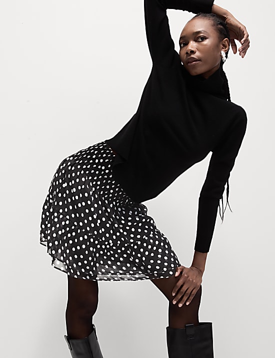 Geplooide mini-skaterrok van chiffon