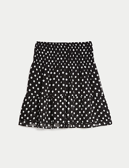 Geplooide mini-skaterrok van chiffon