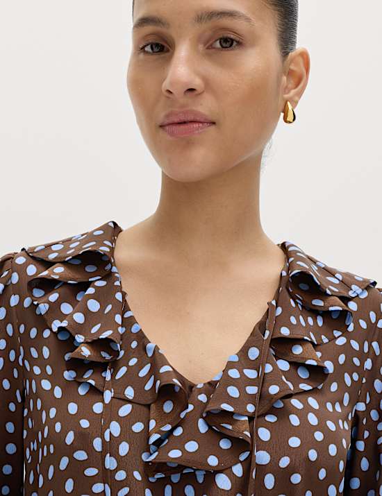 Spot Print Ruffle Mini Tiered Dress