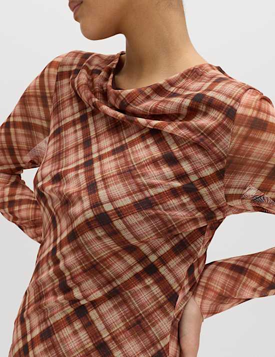 Printed Cowl Neck Midaxi Skater Dress