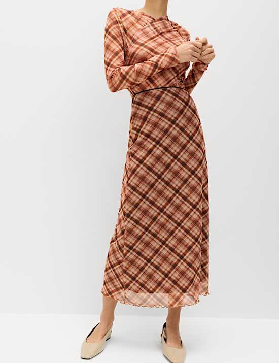Checked Midaxi Pencil Skirt