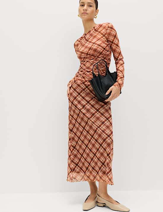 Checked Midaxi Pencil Skirt