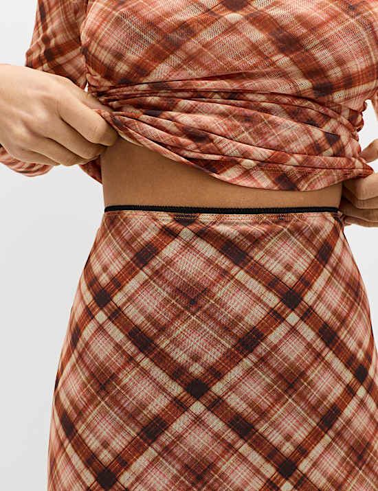 Checked Midaxi Pencil Skirt