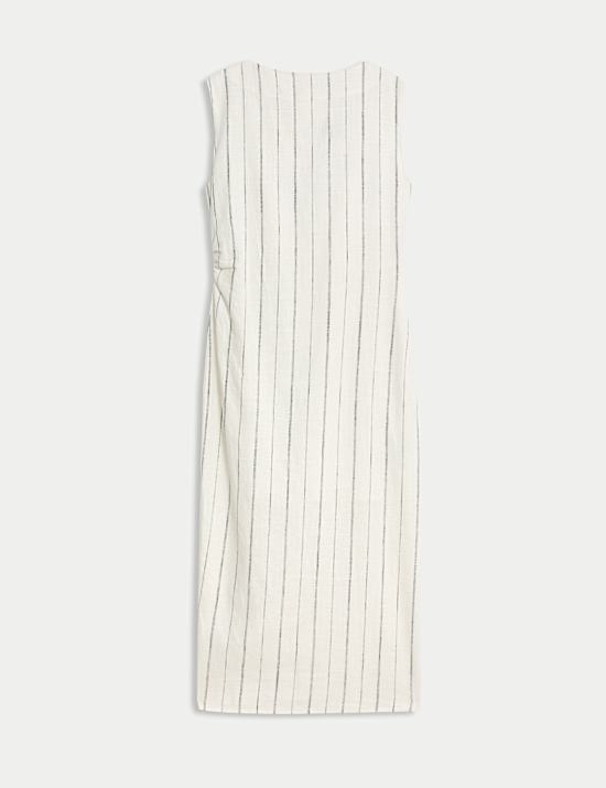 Robe midaxi coupe pr&egrave;s du corps en lin m&eacute;lang&eacute; &agrave; rayures