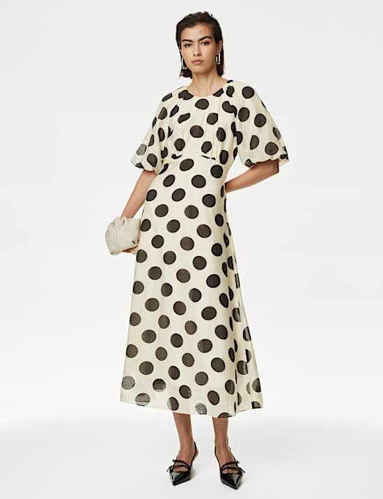 Lyocell&trade; Rich Spot Midaxi Waisted Dress