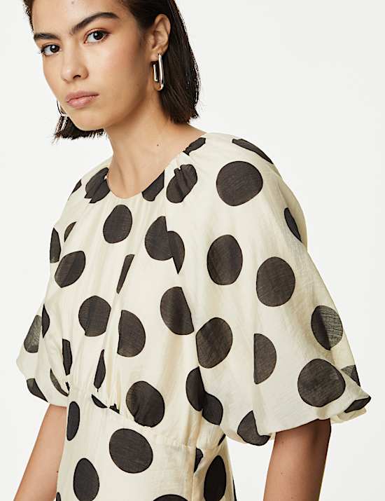 Lyocell&trade; Rich Spot Midaxi Waisted Dress