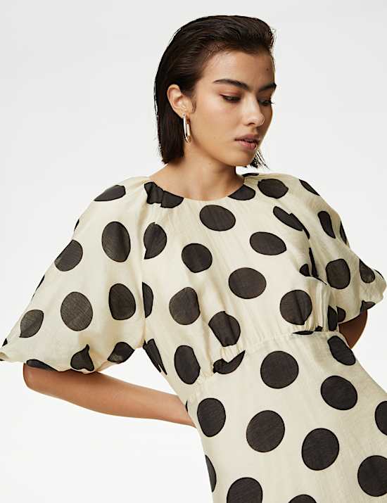 Lyocell&trade; Rich Spot Midaxi Waisted Dress