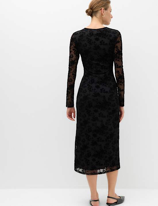 Jersey Flora Flockedl Midaxi Column Dress