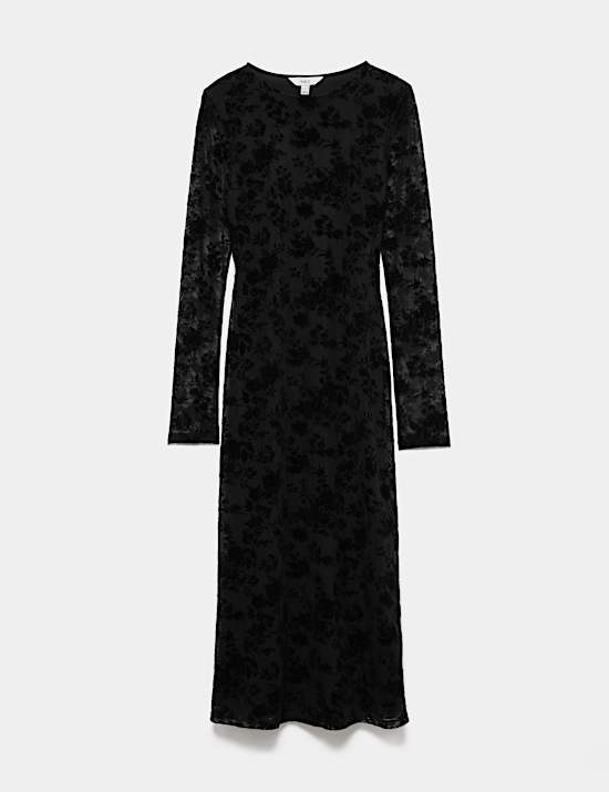 Jersey Flora Flockedl Midaxi Column Dress