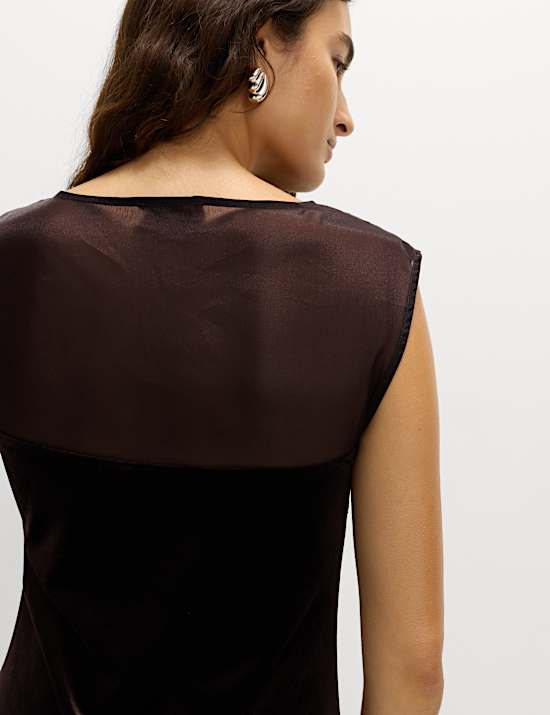 Velvet Sheer Lace Midaxi Column Dress