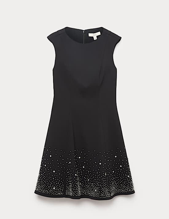 Gaun Skater Mini dengan Hiasan