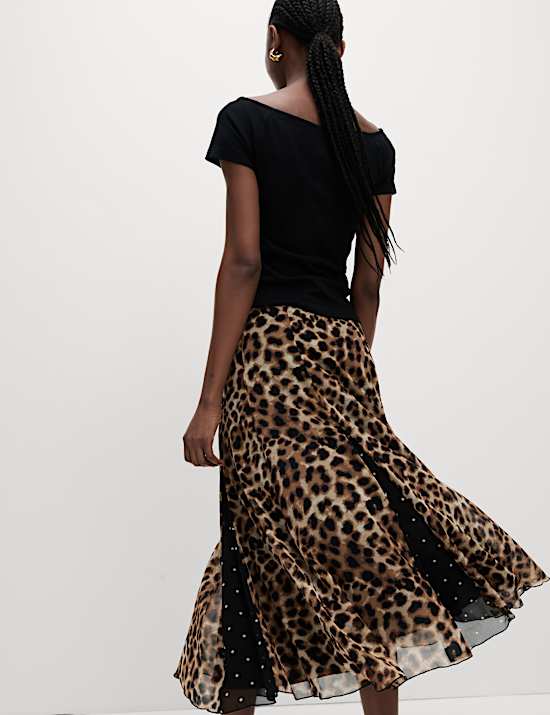 Polka Dot Midi Slip Skirt