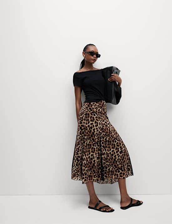 Polka Dot Midi Slip Skirt