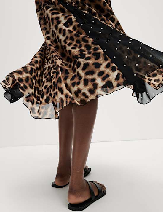 Polka Dot Midi Slip Skirt