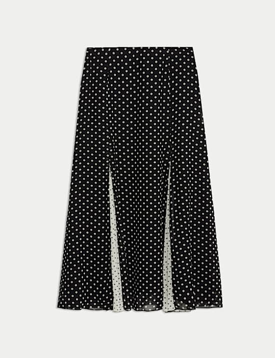 Polka Dot Midi Slip Skirt