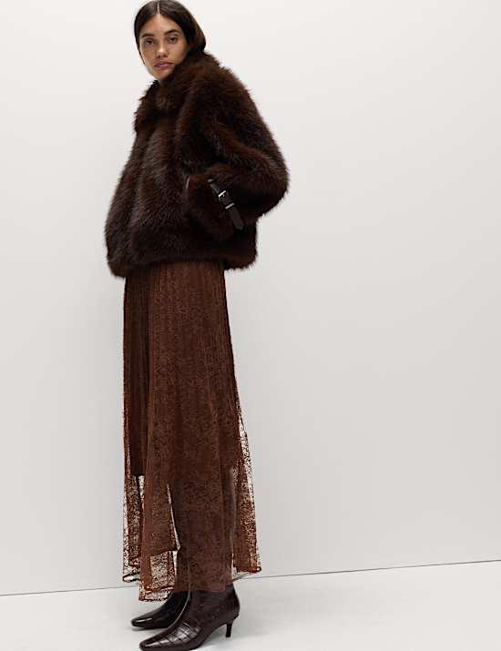 Lace Pleated Midaxi Skirt