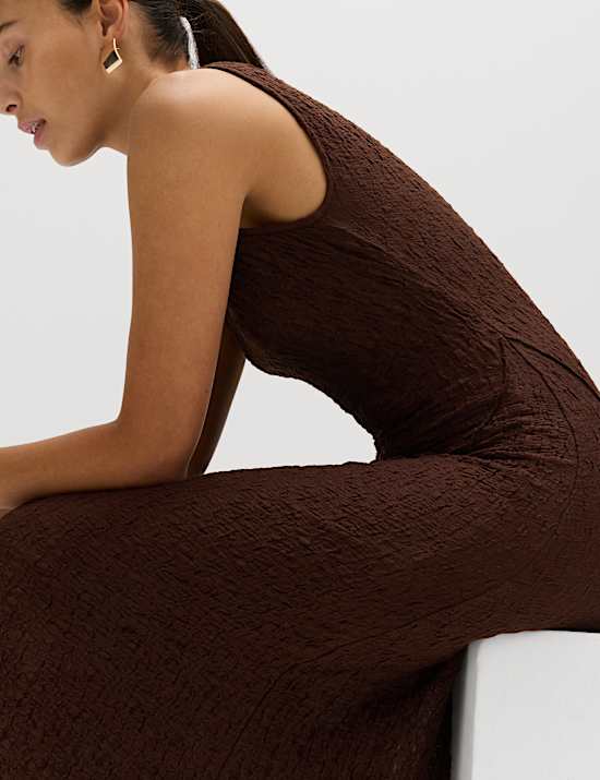 Cotton Rich Textured Midaxi Column Dress