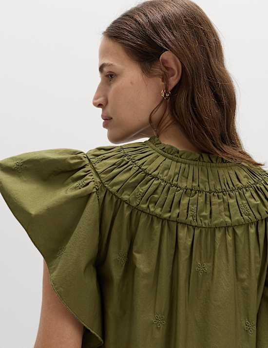 Haftowana luźna sukienka mini 100% bawełny