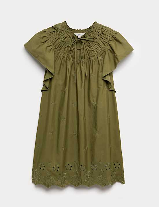 Haftowana luźna sukienka mini 100% bawełny