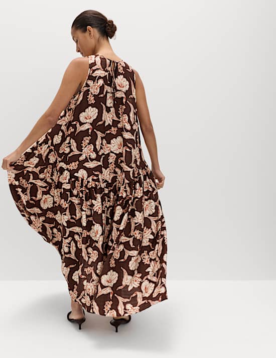 Floral Relaxed Maxi Waisted Dress