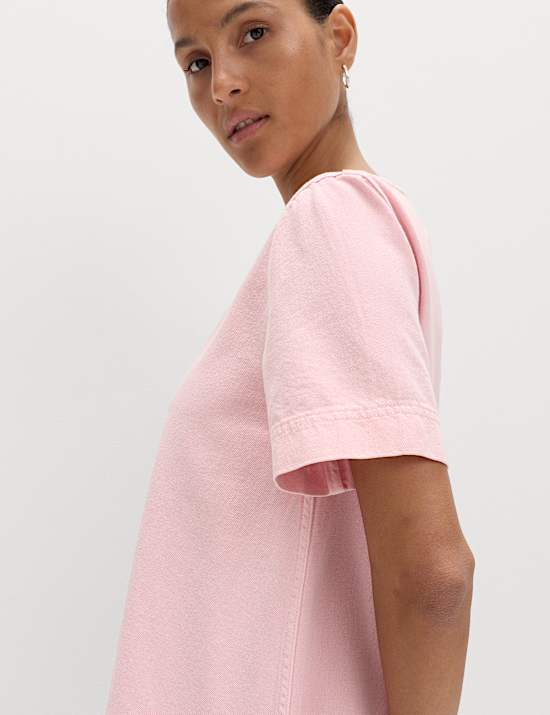 Pure Cotton Denim Mini T-Shirt Dress