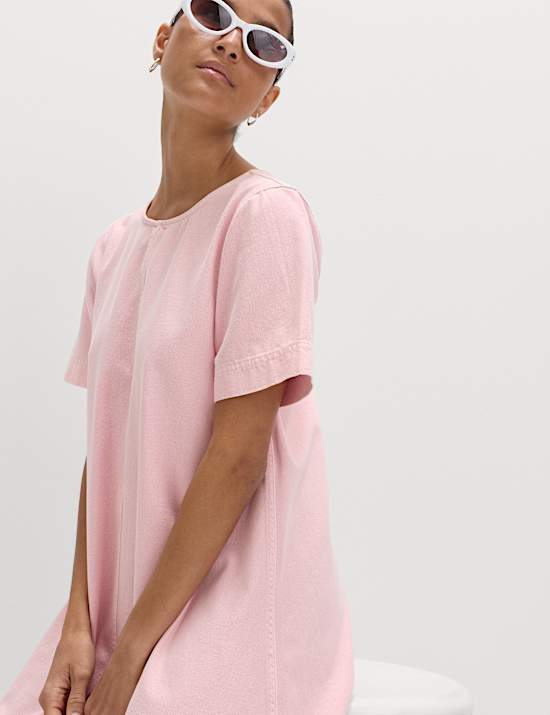 Pure Cotton Denim Mini T-Shirt Dress