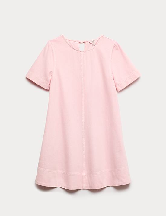 Pure Cotton Denim Mini T-Shirt Dress