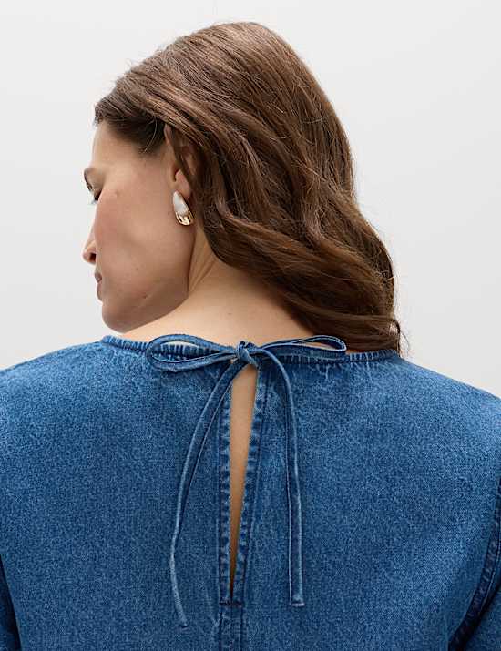 Pure Cotton Denim Mini T-Shirt Dress