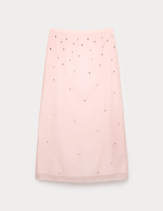 Embellished Midi A-Line Skirt