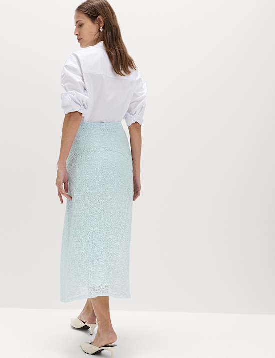 Cotton Rich Lace Midi A-Line Skirt